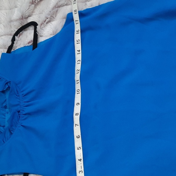 J. Crew Blue Ruffle High Neckline Fully Lined Sleeveless Tunic Top Size XSmall - Picture 4 of 10